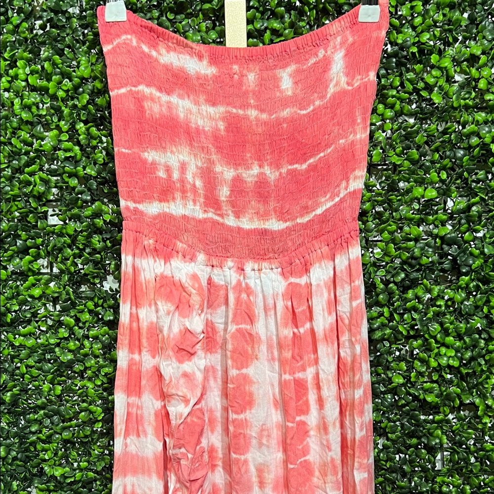 TIARE HAWAII RT: $145 Seaside Maxi Dress in Tie Dye Stripe Coral OS - Picture 2 of 7